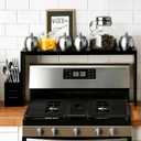 31-inch Bamboo Stove Rack for Above the Hob,Height Adjustable, Kitchen Bamboo Spice Rack, Supports Up to 50 Pounds. Stove Rack for Storing Spices and Kitchen Utensils (Black)