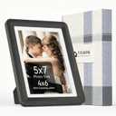 5 x 5x7 Picture Frame, Display Pictures 4x6 with Mat or 5x7 Without, Safety Photo Frame - Cut-Resistant Design, Quick and Easy Photo Replacement - Modular Design, Premium Black, 1-Pack