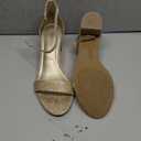 PIZZ ANNU Women's Low Block Chunky Heels Sandals Comfortable Open Toe Ankle Strap Party Dress Pump Shoes Strappy Buckle Heeled Sandal with 2 Inches Tall Thick Heel Design (8.5, Gold Glitter)