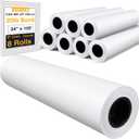 VOISEN Wide Format Paper,8 Rolls Plotter Paper 24 In x 150 Ft, CAD Bond Rolls,20lb,Bond Paper on 2" Core for CAD Printing on Wide Format Ink Jet Printers