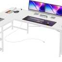 Huuger 55 Inch L Shaped Desk with Fabric Drawers, Reversible Computer Gaming Desk with Power Outlets and USB-C Port, Adjustable Side Storage Shelves, for Work Corner Home Office, White