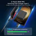 Super Fast Charger USB C, 2-Pack Type-C Super Fast Charger Wall Charging Block with 2X 10FT Cable for Samsung Galaxy S26 Ultra/S26/S25+/S25 Ultra/S24+/S23/S22/S20,Note 10/20, Tab S9...