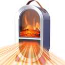 Small Space Heater for Indoor Use, 1500W/750W Portable Electric Fireplace Heater with 3D Flame, Ceramic Heater Fan with Thermostat Overheat & Tipover Protection for Home Office Room Desk, Blue