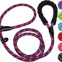 Dog Leash 6 FT, Durable Premium Quality Strong Training Rope Slip Leash with Comfortable Padded Handle and Highly Reflective Threads for Small Medium and Large Dogs, (Wine Red) (6 Feet x 1/2 Inch)