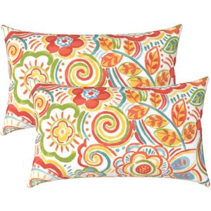 LVTXIII Outdoor/Indoor Lumbar Pillow Covers ONLY, 12 x 20 Fade-Resistant Patio Lumbar Cushion Cases Decorative Throw Pillowcase Shell for Couch Patio Garden Furniture Use - Flower Multi