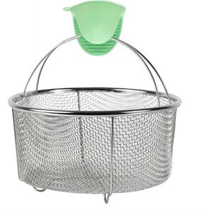 GREATLINK Mesh Steamer Basket, Stainless Steel Mesh Net Strainer Basket and Insert, Pressure Cookers and Pots,for Washing, Fry, Steam or Cook Fruits,Vegetables and Pastas (Free 2 Pcs Silicone Gloves)