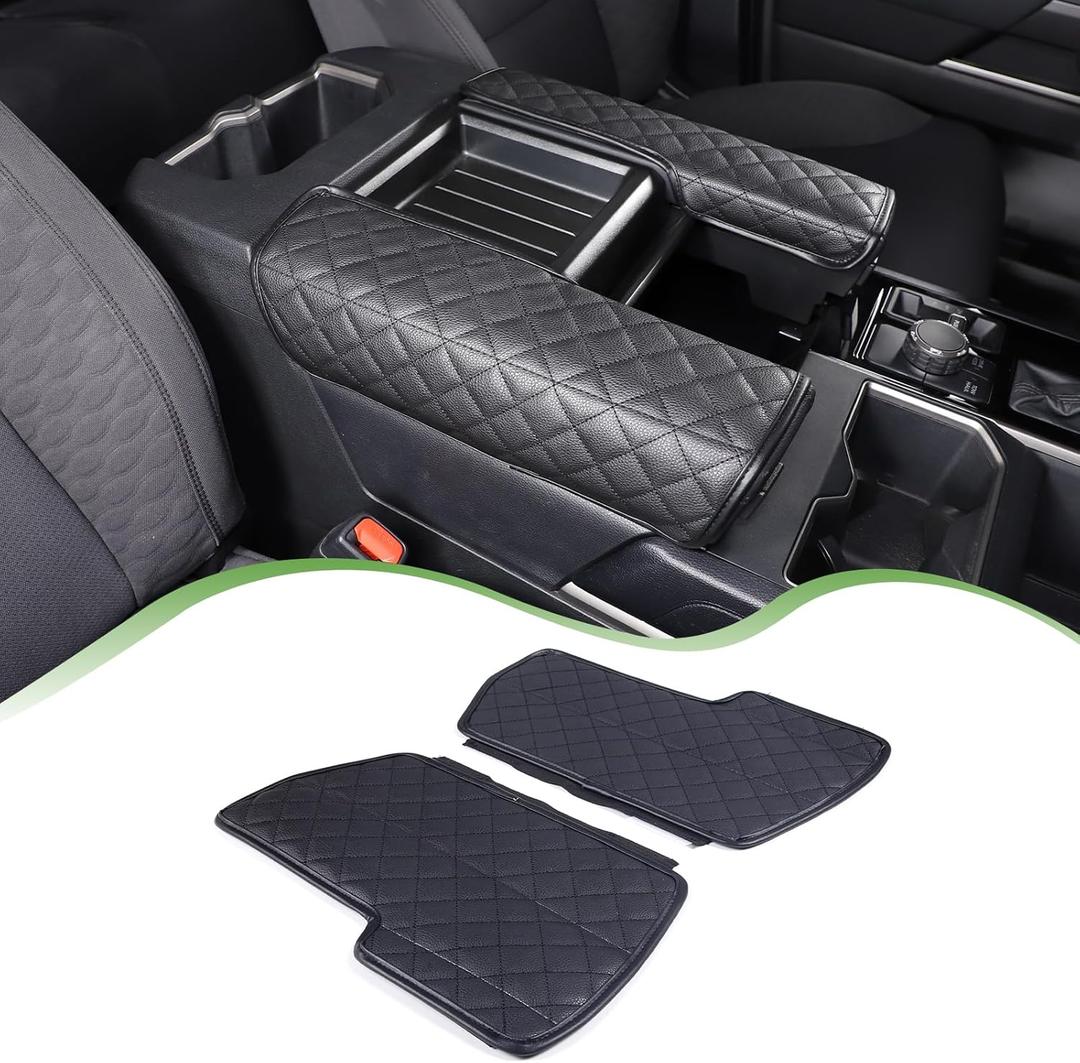 Center Console Armrest Cover Protector Pad Compatible with Toyota Tundra Sequoia 2022-2025 Leather Car Console Armrest Seat Cushion Waterproof Armrest Cushion Lid Interior Accessories (Style A)