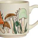 14oz Ceramic Mushroom Mug for Coffee Lovers, Cute Coffee and Tea Mugs Gift for Women and Men, Dishwasher Safe Novelty Ceramic Cup (Green)