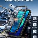 FNTCASE for iPhone 12 Phone Case: for iPhone 12 Pro Phone Case Military Grade Drop Proof Rugged Protective Cover with Kickstand | Matte Textured Shockproof TPU Hybrid Bumper Cases 6.1 inch - Black