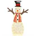 42 in. H x 26 in. L Pre-Lit LED Standing Snowman Artificial Christmas Swag Decoration