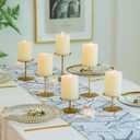 Pillar Candle Holders Candelabra Gold - Set of 12 Bulk Candle Stand Iron Plate Minimalism Modern Home Mantel Dinning Table Decorations Centerpiece for Wedding, Party, Housewarming, Events
