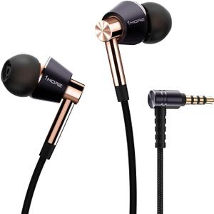 1MORE Triple Driver in-Ear Earphones Hi-Res Headphones with High Resolution, Bass Driven Sound, MEMS Mic, in-Line Remote, High Fidelity for Smartphones/PC/Tablet - Gold