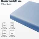 Amazon Basics Soft Fitted Sheet, Lightweight Bottom Sheet, 14-Inch Deep Pocket, Durable and Long Lasting, Easy Care, Queen, Blue, Pack of 1