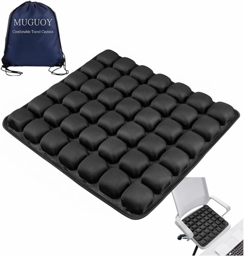 MUGUOY Travel Cushion Airplane Seat, Portable Airplane Seat Cushion for Long Flights,42 Bubbles Pressure Relief Inflatable seat Cushion for Air Travel