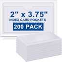 Outus 200 Pack 2.48 x 4.06 Inch Self Adhesive Label Pockets Bulk Plastic Labels Holders for Storage Bins Clear Classroom Nameplate Sleeves Index Card Tote Photos Waterproof Protect Office