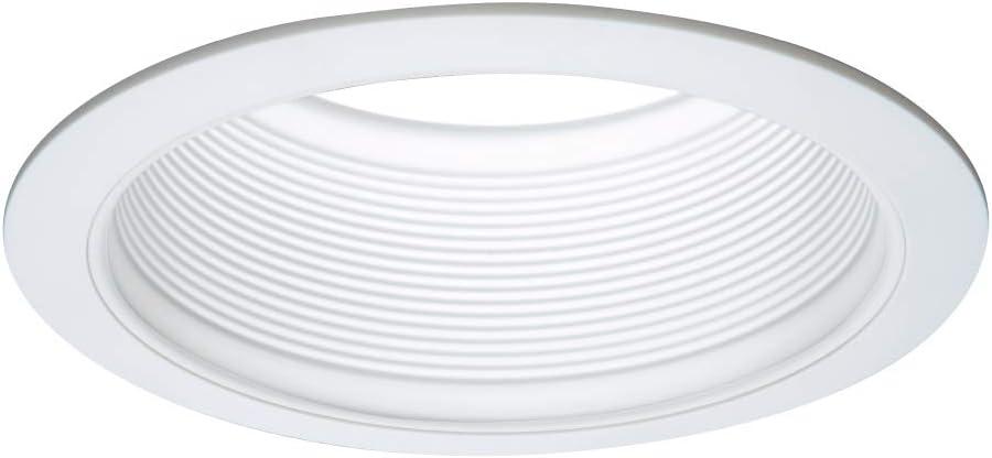 HALO E26 Series 6 in. White Recessed Ceiling Light Fixture Trim with Tapered Baffle and White Ring Overlay