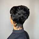 Short Pixie Cut Wig Human Hair Glueless Wigs for Black Women Side Part Natural Black Color Pixie Cut Straight Human Hair Wig with Bangs Short Layered Pixie Wigs Full Machine Made Wigs