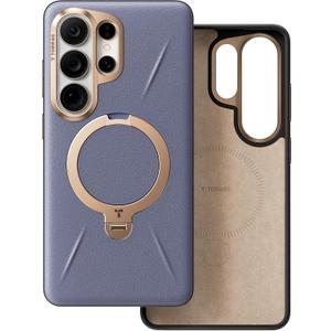 TORRAS Ostand Q3 VegSkin for Samsung Galaxy S26 Ultra Case Leather, 360 Magnetic Stand, Fit for MagSafe, Premium Vegan Leather Case for S26 Ultra Case, Microfiber Lining, Amethyst Purple