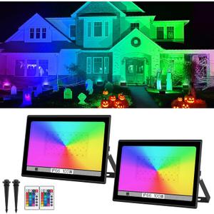 T-SUN RGB Led Flood Light 100W,Outdoor Flood Light 1000W Equivalent 10000Lm Christmas Light Color Changing Led Stage Lights IP66 Waterproof Landscape Lights with Remote Outdoor for Garden Yard