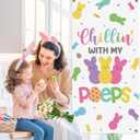 2 x Easter Door Cover, Happy Easter Bunny Door Decorations Chillin With My Bunny Egg Hanger Easter Front Door Banner Welcome Door Porch Sign Party Supplies