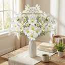 Thiccywoov 12 Pcs Spring White Cosmos Artificial Flower 23.6'' Realistic Touch Silk Fake Cosmos Wildflower Calliopsis Flower Arrangements Faux Bouquets Decor for Wedding Bridal Shower Table Home Party