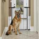 New World 39-Inch High Walk-Thru Pressure Mounted Gray Steel Dog Gate, Expands to 38 Inches Wide, No Damage to Walls, Includes 3-inch Extensions, for Small to Medium Pets