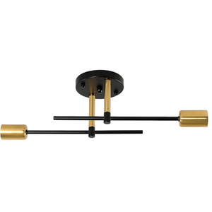 Sputnik Light Fixture, 2 Lights Industrial Black Modern Sputnik Chandelier Semi Flush Mount Ceiling Light Fixture for Bedroom, Dining Room, Bathroom, Hallway, Living Room (2-Lights Black&Gold)