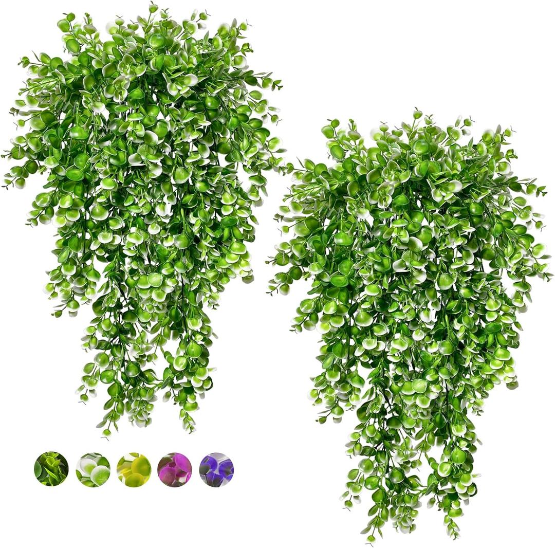 Lakiyfye Vine Plant Fake 4 Pcs Ferns Plants White Large Faux Artificial Hanging Plants Wall Plants Fake Ivy Room Decor Home Garden Wedding Party Indoor Outdoor Decorations(White)