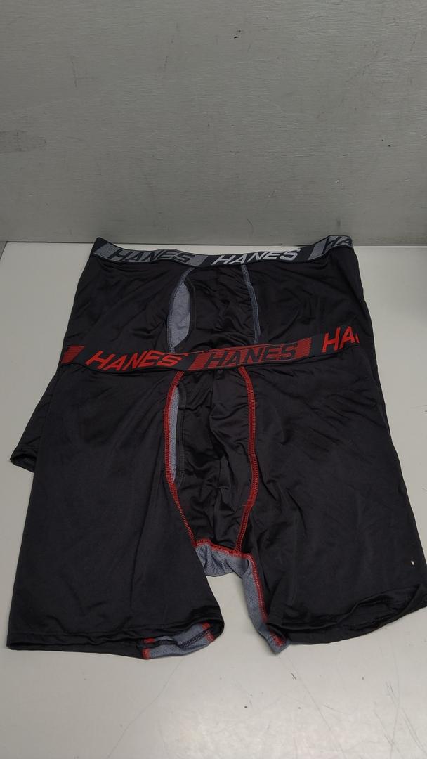 Hanes Mens Total Support Pouch Pack, X-temp Cooling, Anti-chafing, Moisture-wicking Underwear, Trunks Available Boxer Briefs, Regular Leg - Black, Large US, 2 Pieces