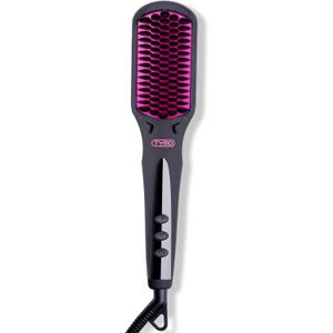 TYMO Ionic Hair Straightener Brush - One-Step Hair Straightener for Women, Straightening Brush with Negative Ions, 16 Temp Settings, LCD Display, Dual Voltage, Hot Comb Flat Iron for Frizz-Free Styles (Elegant Matte Black)