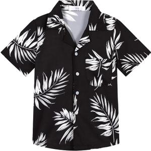 APTRO Boy's Hawaiian Shirt Tropical Beach Casual Summer Shirt with Pocket Short Sleeve 4-15 Years (10-11 Years)