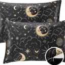EXQ Home Silky Zippered Pillowcase 2 Pack Queen Size- Black Printed Satin Pillowcase 20x30 inches - Satin Pillow Cases for Hair and Skin, Valentines Day Gifts for Women