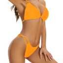 LIZENS Bikini Set for Women Tie Side Triangle String Sexy Swimsuit Womens Black Bikini Bathing Suit Tow Piece Bikinis Sets (Small, 1_orange)