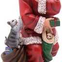 Wowser Santa Shushing Cats Figurine, Unique Holiday Decor, Festive Home & Office Decor, 15.5" High