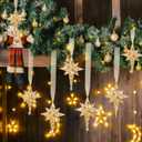 Soulchen 8 Pcs Christmas Bethlehem Star Ornament 3.15 x 1.97 Inch Metal Glitter Star of Bethlehem Ornaments with Glitter Christmas Tree Topper Nativity Hanging Decor for Xmas Tree Party Decor(Gold)