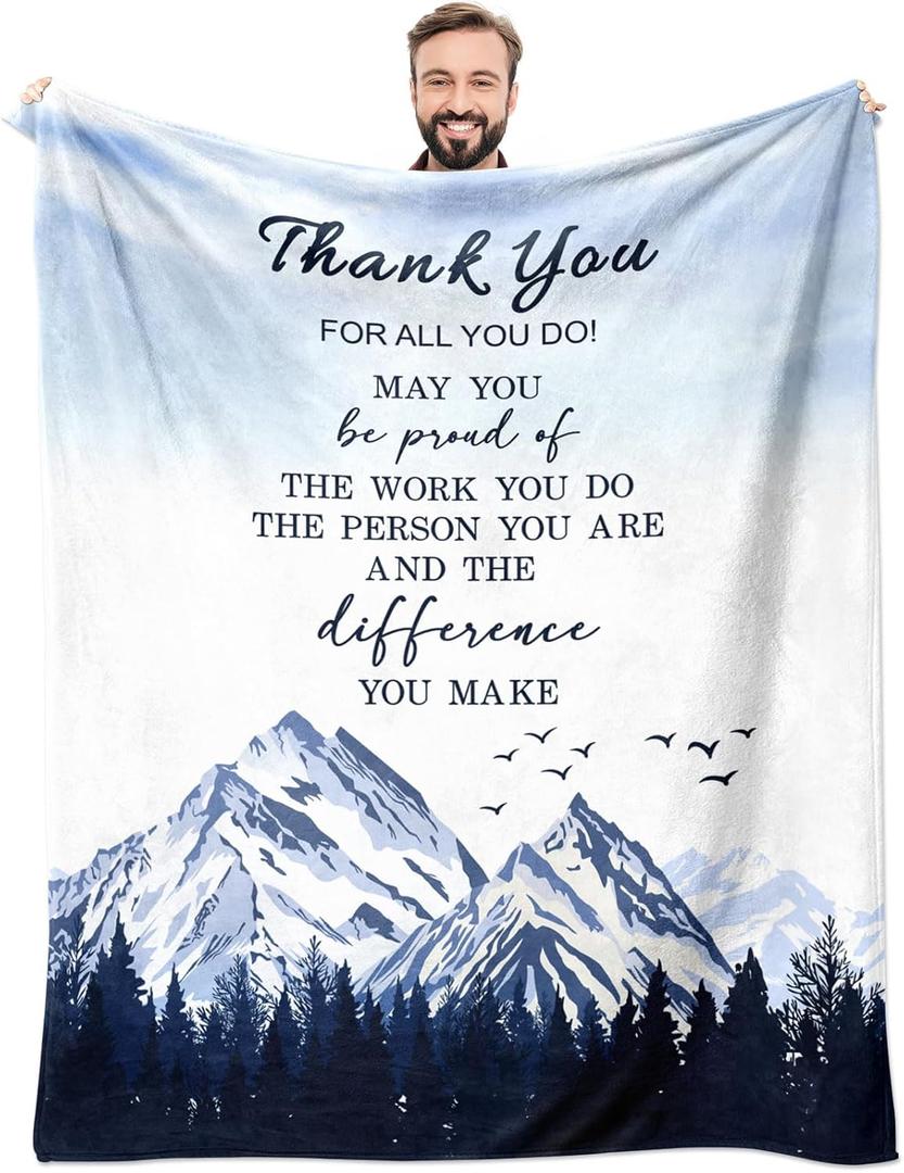 Thank You Gifts for Men, Christmas Employees Coworkers Appreciation Gifts, Xmas Team Gifts for Boss, Corporate Gift for Coworke/Employees, Farewell Goodbye Employee Gift Throw Blanket 60x50 Inch