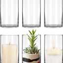 6 Pack Clear Glass Cylinder Vases, 6 Inch Flowers Vase, Floating Candle Holder for Table Centerpiece, Ideal for Wedding, Party Supplies and Home Decor