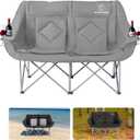 HITORHIKE Camping Chair Heavy Duty Oversized Folding Single Double All Season Design with Cup Holder for Camping, Picnic, Beach (Grey, Double)