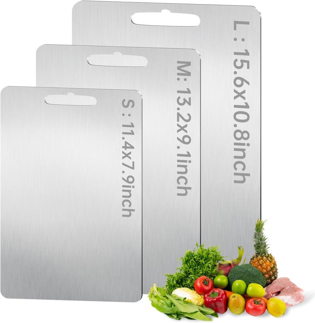 Stainless Steel Cutting Board, Upgraded SUS 316 Food-Grade Non Toxic Stainless Steel Chopping Board, Dishwasher Safe, Double Sided Cutting Boards for Fruits, Vegetables, Meat (15.6 x 10.8 in)