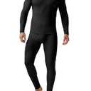 Askdeer Thermal Underwear for Men Long Johns Thermal Fleece Lined Long Underwear Base Layer Set Black, L