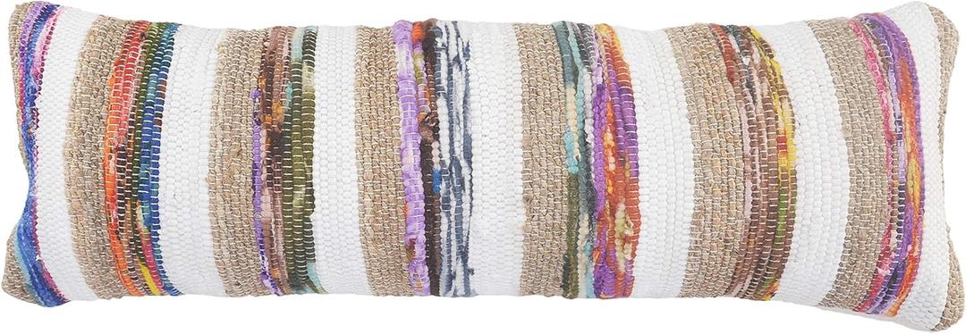 14x36 Inches Geometric Cotton Blend Throw Pillow Covers For Home Decor | Eclectic Boho Cushion Covers For Throw Pillows | Perfect For Living Room Couch & Bedroom Decorations | White/Tan