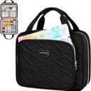 Leudes Travel Pill Bottle Organizer,Medicine Organizer and Storage,Home Medication Bag, Cases,Carrier for Pills,Vitamin,Fish Oil,Supplements for Women and Men (Large, Black)