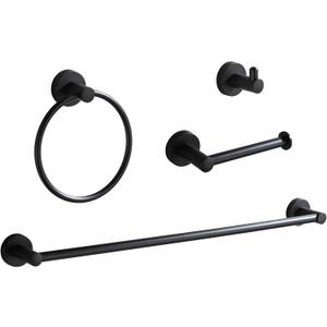 BGL Bathroom Hardware Set Matte Black 4-Pieces Bathroom Towel Rack 24 Inches Adjustable Bathroom Accessories Set