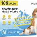 Wowflash 100 Count Dog Belly Bands for Male Dogs, Male Dog Diapers Disposable, Leakproof Dog Wraps with Wetness Indicator, Breathable Quick-Dry, Secure Fit for Doggy Puppy Training, Medium