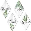 Jetec 4 Pcs Bathroom Decor Wall Art Relax Soak Unwind Breathe Wooden Sign Hanging Bathroom Decor for Bedroom Living Room Office Farmhouse Decorations (Farmhouse)