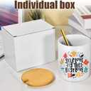 AGH 16pcs 11 oz Sublimation Mugs Blanks, White Coffee Ceramic Mugs Bulk, Plain Mug Cups for Sublimation with Bamboo Lids and Stainless Steel Spoon For Coffee, Soup, Tea, Milk, Latte