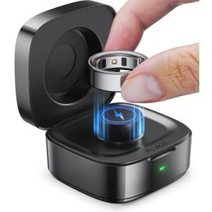 Wireless Charging Case Compatible with Ou-ra Ring Gen 4 Charger, 600mAh Portable Travel Ring Charger Fast Charging Dock with USB-C Cable (Size 9-Carbon)