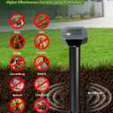 Snake & Mole & Rabbit & Skunk Repellent Solar Powered, 2026 Upgraded Ultrasonic Deterrent, IP65 Waterproof, Gopher Groundhog Chipmunk Raccoon and Vole Repellent & Deterrent for Lawn & Garden, 4 Pack, 1 Count