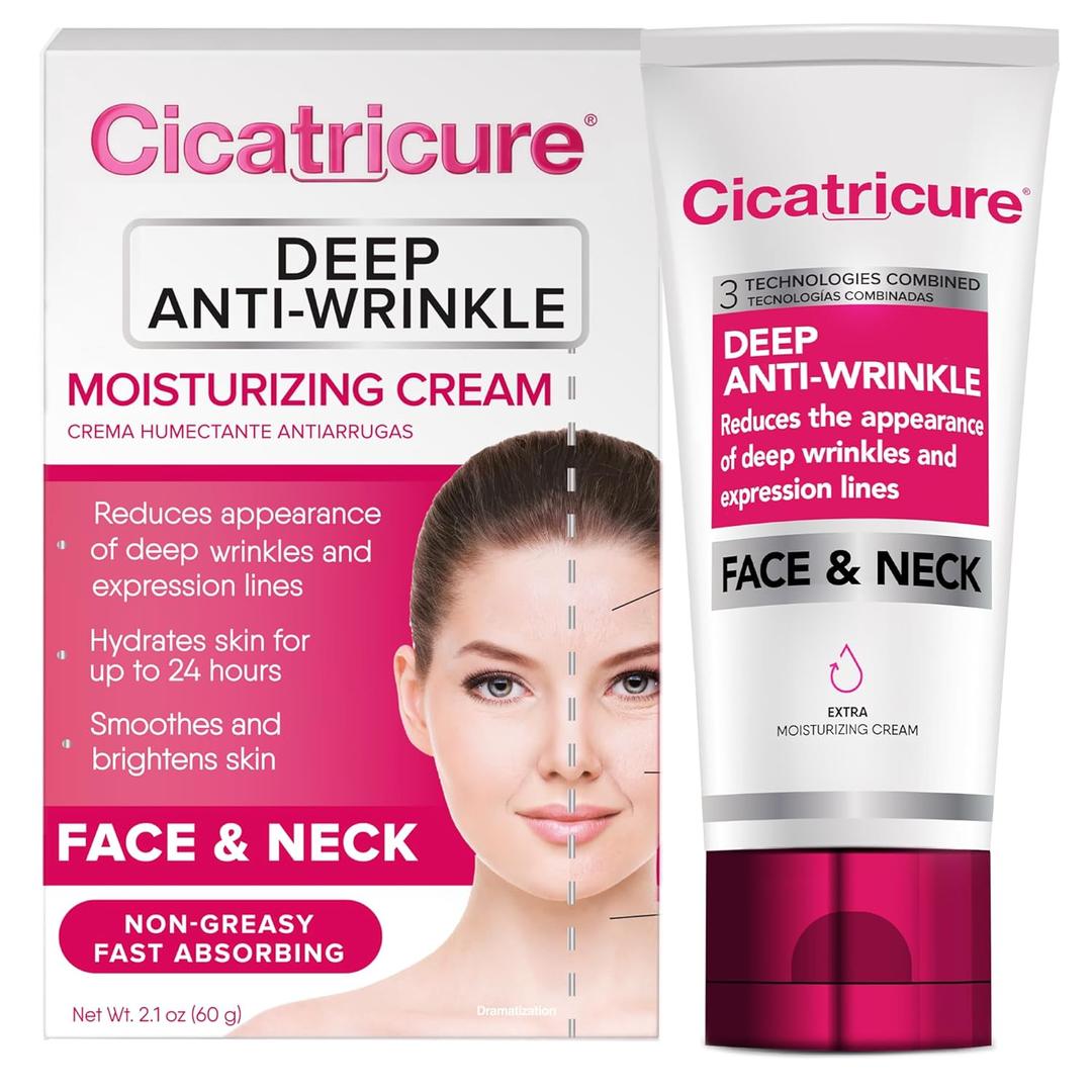 Cicatricure Deep Anti-Wrinkle Face & Neck Cream, Reduces the Appearance of Wrinkles from 1st Use, Face Moisturizer, Anti-Aging Cream, Non-Greasy Wrinkle Cream for Women, Neck Cream, 2.1 Ounces