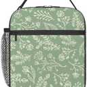 VANZEV Sage Green Lunch Box for Adults Kids Women Men Botanical Herbs Plants Lunch Bag Cooler Tote Reusable Insulated Lunch Bag Container Gifts for Office Picnic Travel Work School